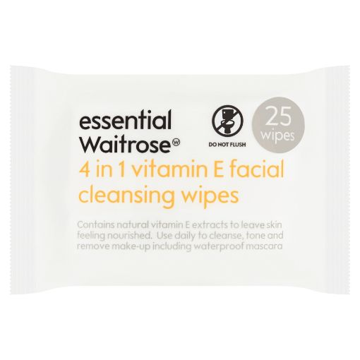Picture of Waitrose Essential 4in1 Cleansing Wipes Vitamin E 25s