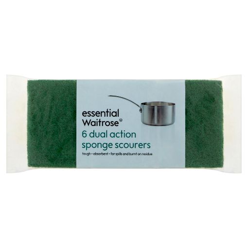 Picture of Waitrose Essential 6Dual Action Sponge Scourers 6s