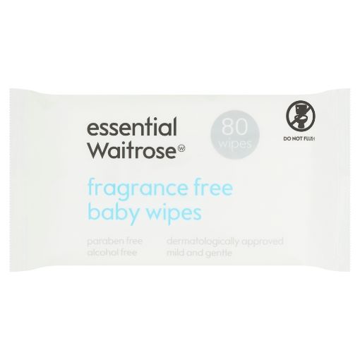 Picture of Waitrose Essential Baby Wipes Fragrance Free 80s