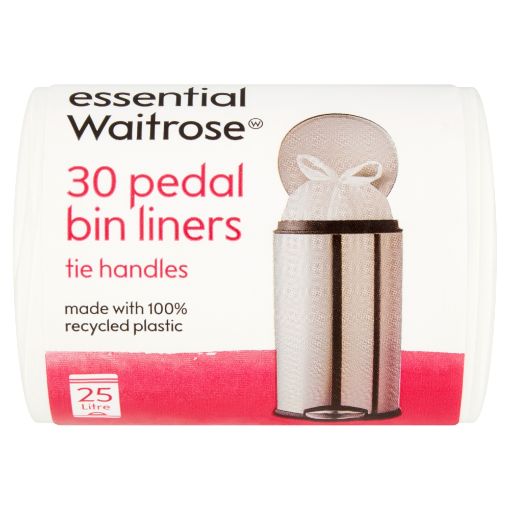 Picture of Waitrose Essential Pedal Bin Liners Tie Handle 30s