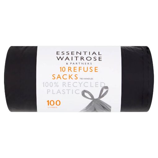 Picture of Waitrose Essential Refuse Sacks Large Tie Handle 10s