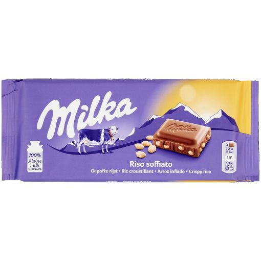 Picture of Milka Alpine Milk With Rice Crisp Choc Bar 100g