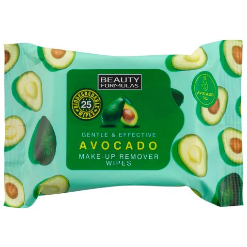 Picture of Beauty Formulas Avocado Make-Up Remover Wipes 25s