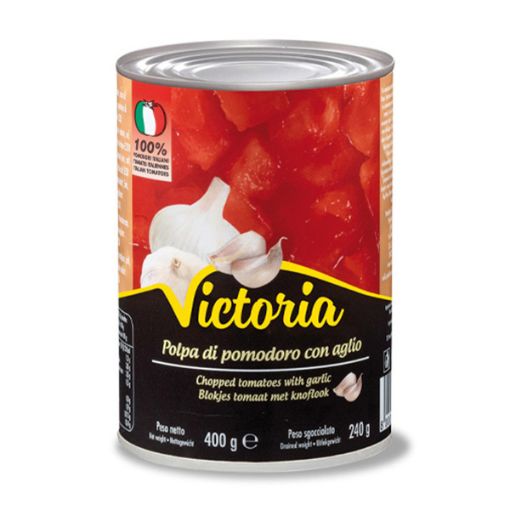 Picture of Victoria Chopped Tomatoes with Garlic Can 400g