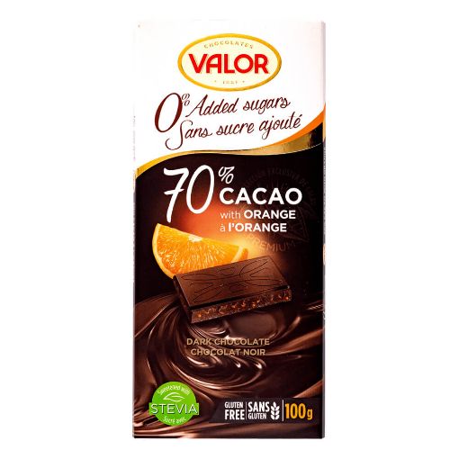 Picture of Valor 70% Dark Chocolate Orange Pcs Sugar Free 100g