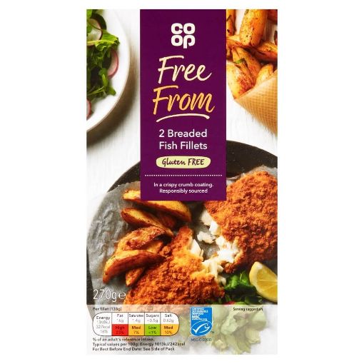 Picture of Co-op Free From 2 Breaded Fish Fillets 270g