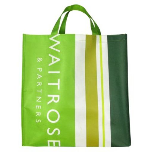 Picture of Waitrose Large Woven PP Bag Green Stripe 1
