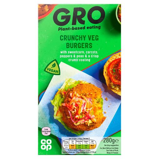 Picture of Co-op Gro Crunchy Veg Burgers 280g