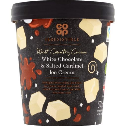 Picture of Co-op Irresistable White Chocolate &Salted Caramel Ice Cream 500ml