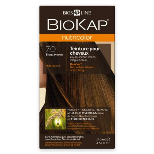 Picture of Biokap Nutricolor Hair Dye 7.0 Med.Blond 140ml