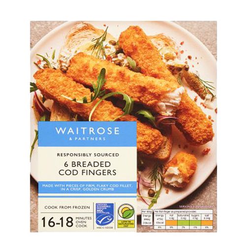 Picture of Waitrose 6 Breaded Cod Fingers 330g