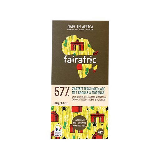 Picture of Fairafric 57% Dark Choc. Moringa & Baobab 80g