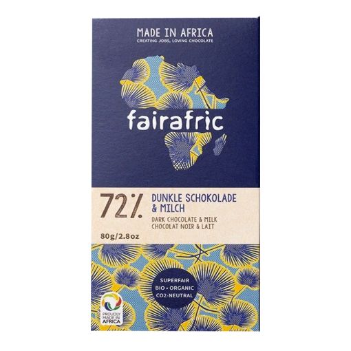 Picture of Fairafric 72% DArk Milk Chocolate 80g