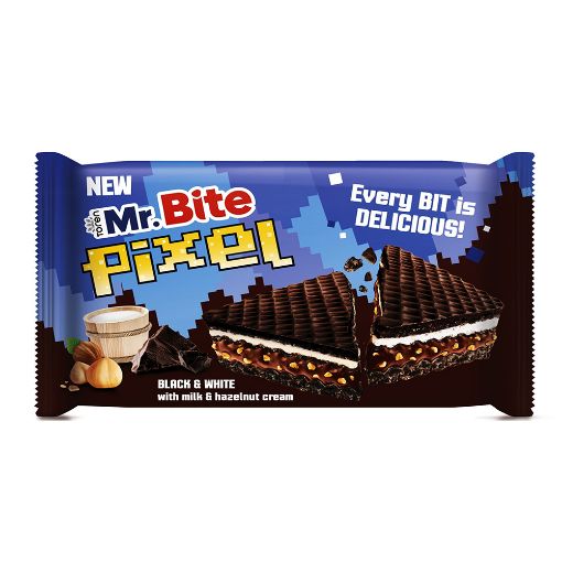 Picture of Mr. Bite Pixel Blk & White w/ Milk & Hazelnut 30g